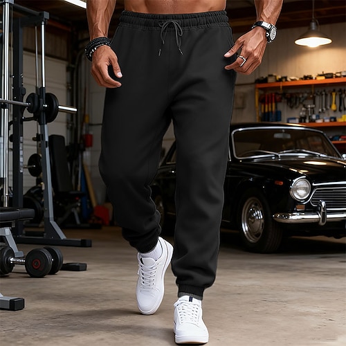 Herren Jogginghose Hose Kordelzug Tasche Elastischer Bund Einfach Komfort Atmungsaktiv Täglich Outdoor Ferien Urlaub Mode Blau Schwarz Mikroelastisch Image