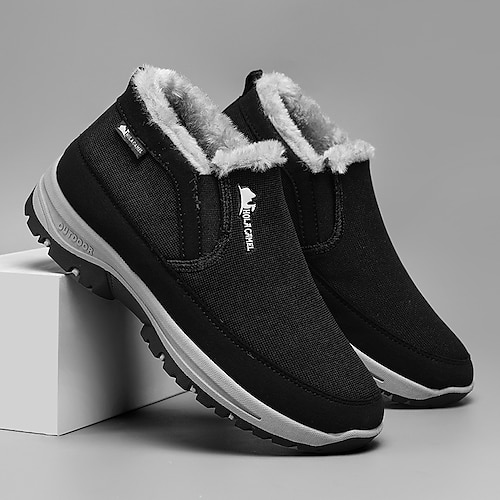 Gemütliche Herren-Wintersneaker zum Hineinschlüpfen – warmes Fleecefutter mit rutschfester Sohle, perfekt für kaltes Wetter, Freizeitaktivitäten und Winteraktivitäten Image