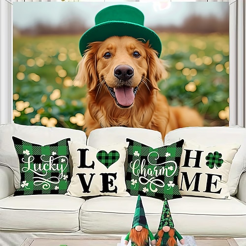 St. Patricks Day Tapisserie Banner Decke Tier Grüner Hut Niedlich Romantisch 3D Schlafzimmer Wohnzimmer Wohnheim Jugendzimmer Studentenwohnheim Wandveranda Wohndeko Image