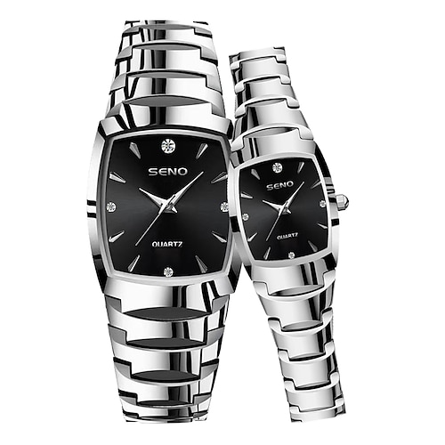 Zwei Neue Retro Zifferblatt Business Paar Uhren Valentinstagsgeschenk für Männer und Frauen Wasserdicht Leuchtend Kaffee Gold Modische Quadratische Legierung Armband Quarz Sport Armbanduhren