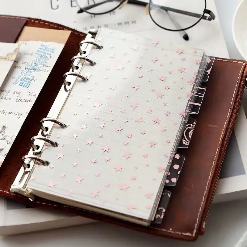 Sharkbang 5 pz PVC Kawii Bella Stella A5 A6 Notebook Raccoglitore A Spirale Indice Separatore Divisori Pagina Diario Libro di Cancelleria