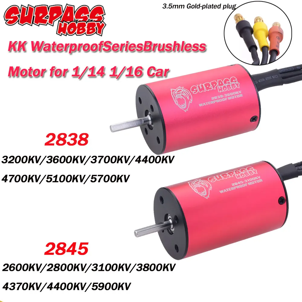 SURPASS HOBBY 2838 2845 3200KV 3600KV 3700KV 4400KV 4700KV 5100KV 5700KV Wasserdichter bürstenloser Motor für 1/14 1/16 RC Autoteile