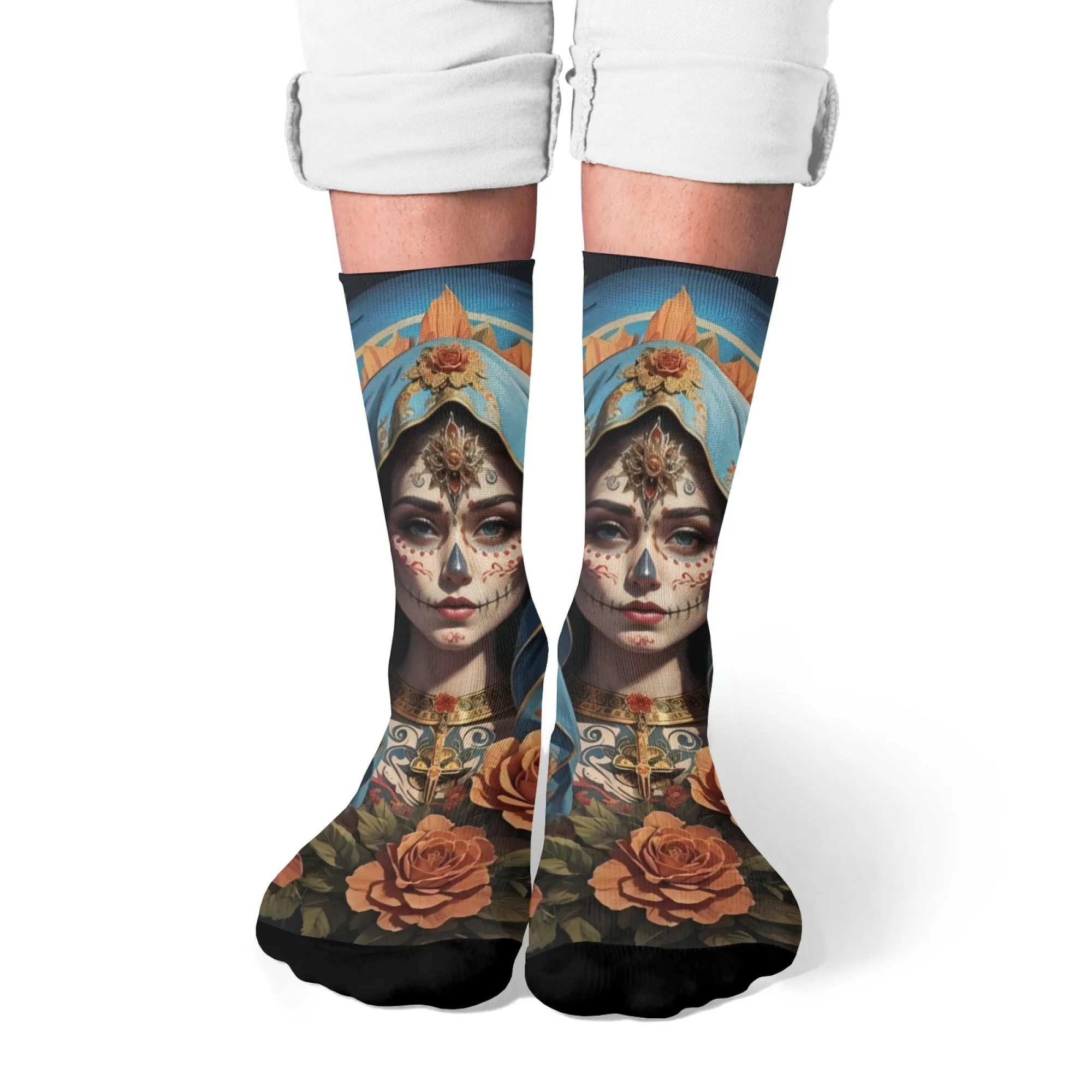 Tag der Toten Zuckerschädel Herrensocken Neuheit Harajuku Retro Street Hip-Hop Socken Bequeme atmungsaktive rutschfeste Socken Geschenk Image