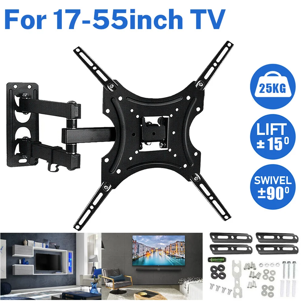 Staffa per montaggio a parete per monitor TV retrattile universale Bracci articolati Staffa di espansione per supporto TV con rotazione di estensione inclinazione girevole