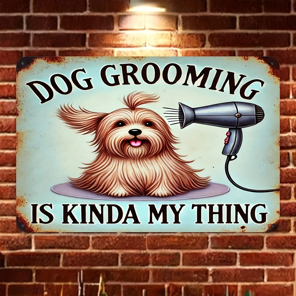 Aluminiumschild zur Hundepflege – wiederverwendbare Wandkunst für Haustiersalons, Geschenk für Hundepflege, rustikale Wanddekoration aus Metall, Styling-Poster für Hunde Image