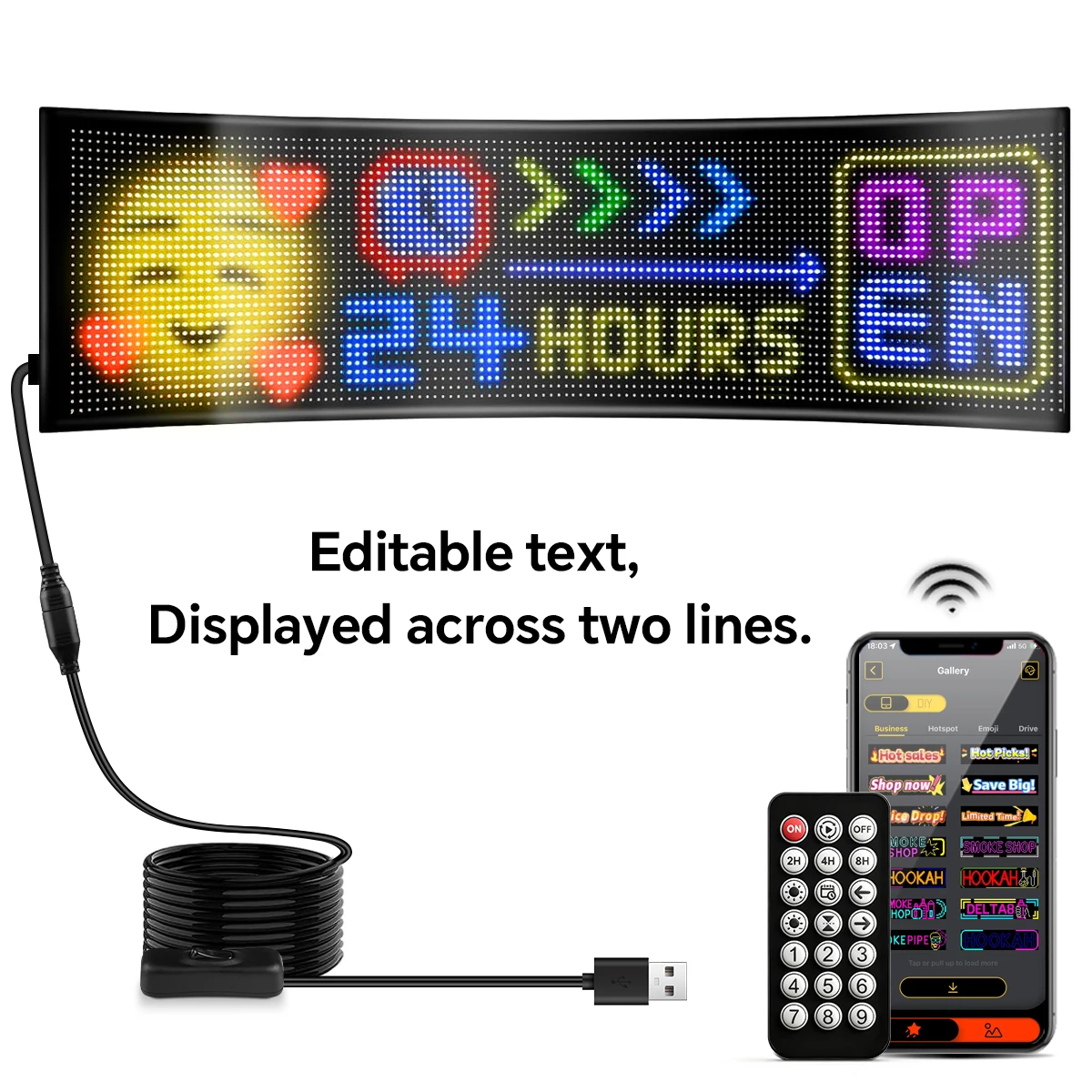 Pannello pixel a matrice LED luminoso multifunzionale Schermo LED intelligente Schermo flessibile RGB per auto a scorrimento Animazione di testo Luce Bluetooth