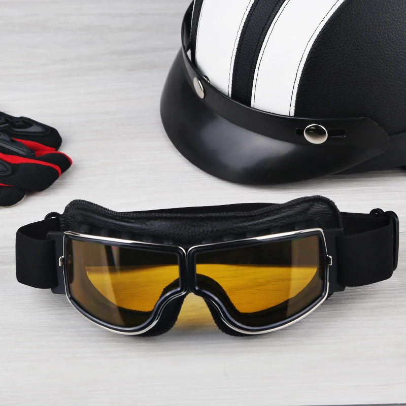 Herren Motorrad Helm Brille Retro Motorrad Brille Outdoor Leder Fahrrad Fahrrad Ski Brille Brille für Motorrad Image