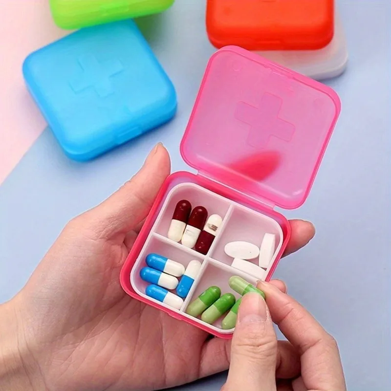 1 Stück Mini-Verpackung kleine Medikamentenbox quadratische tragbare Medikamentenbox Pillendose kleine quadratische Box