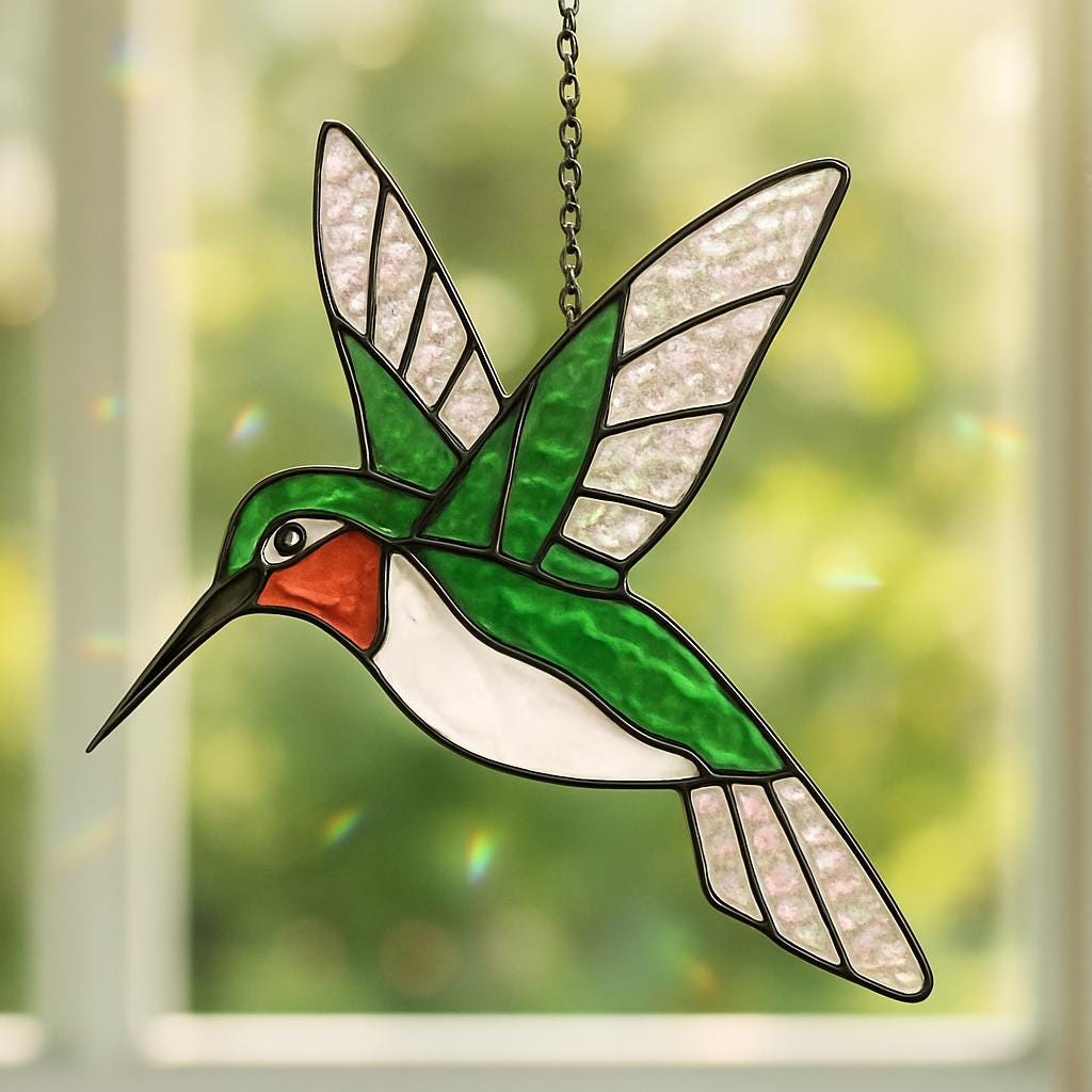 Acchiappasole in acrilico a forma di colibrì, ornamento in vetro colorato a forma di colibrì, decorazione per finestra con uccelli, regalo acchiappaso