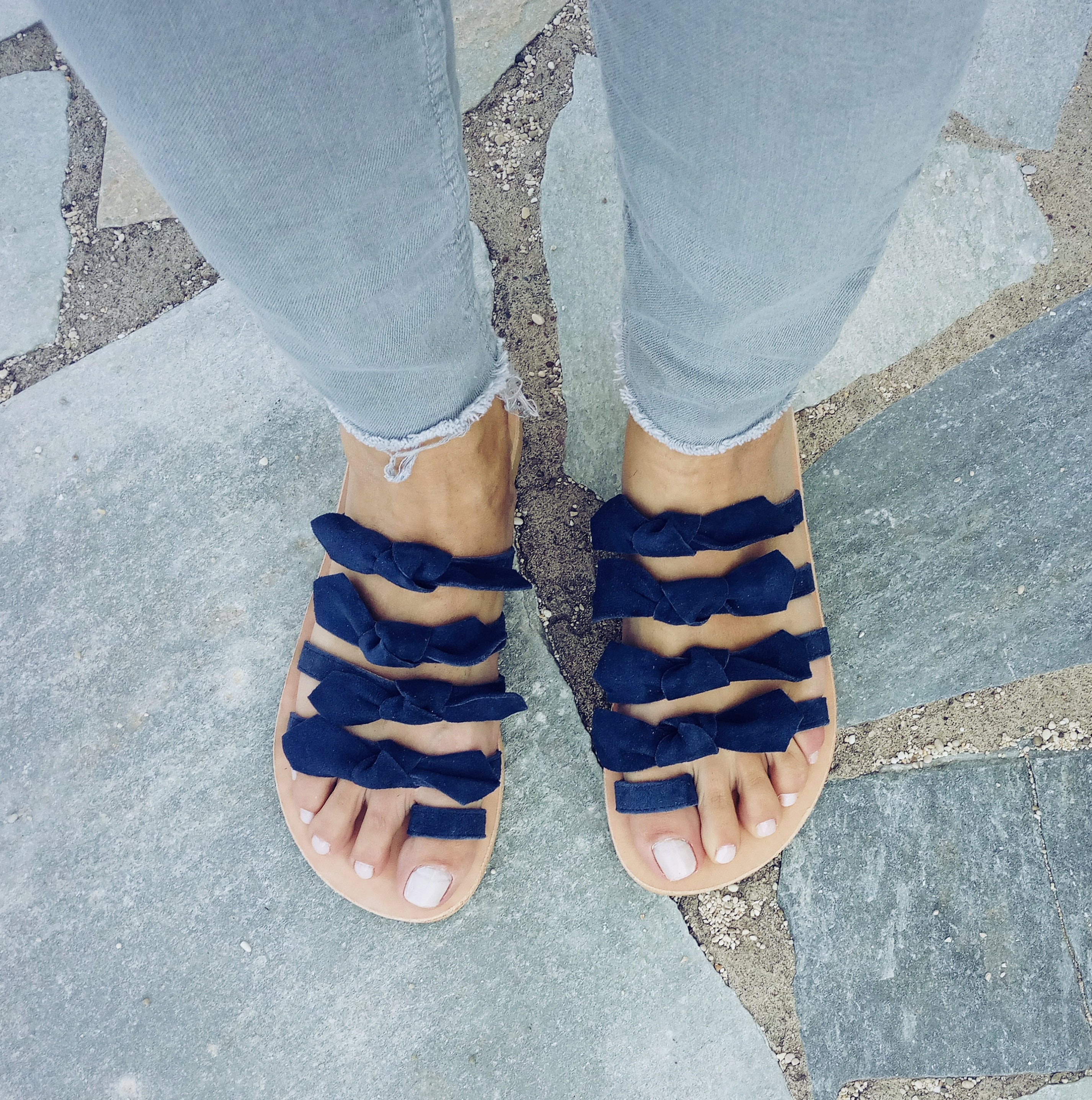 Sandali greci in pelle, sandali estivi, sandali in pelle da donna, sandali blu, sandali blu scamosciati, sandali greci antichi, sandali comodi