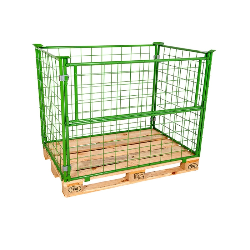 Oswald Transportgeräte Gitteraufsatzrahmen lackiert, Nutzhöhe 1.200 mm, 100 x 100 mm Drahtmaschung, 800 x 1.200 x 1.200 mm, 800 kg, Maigrün Image