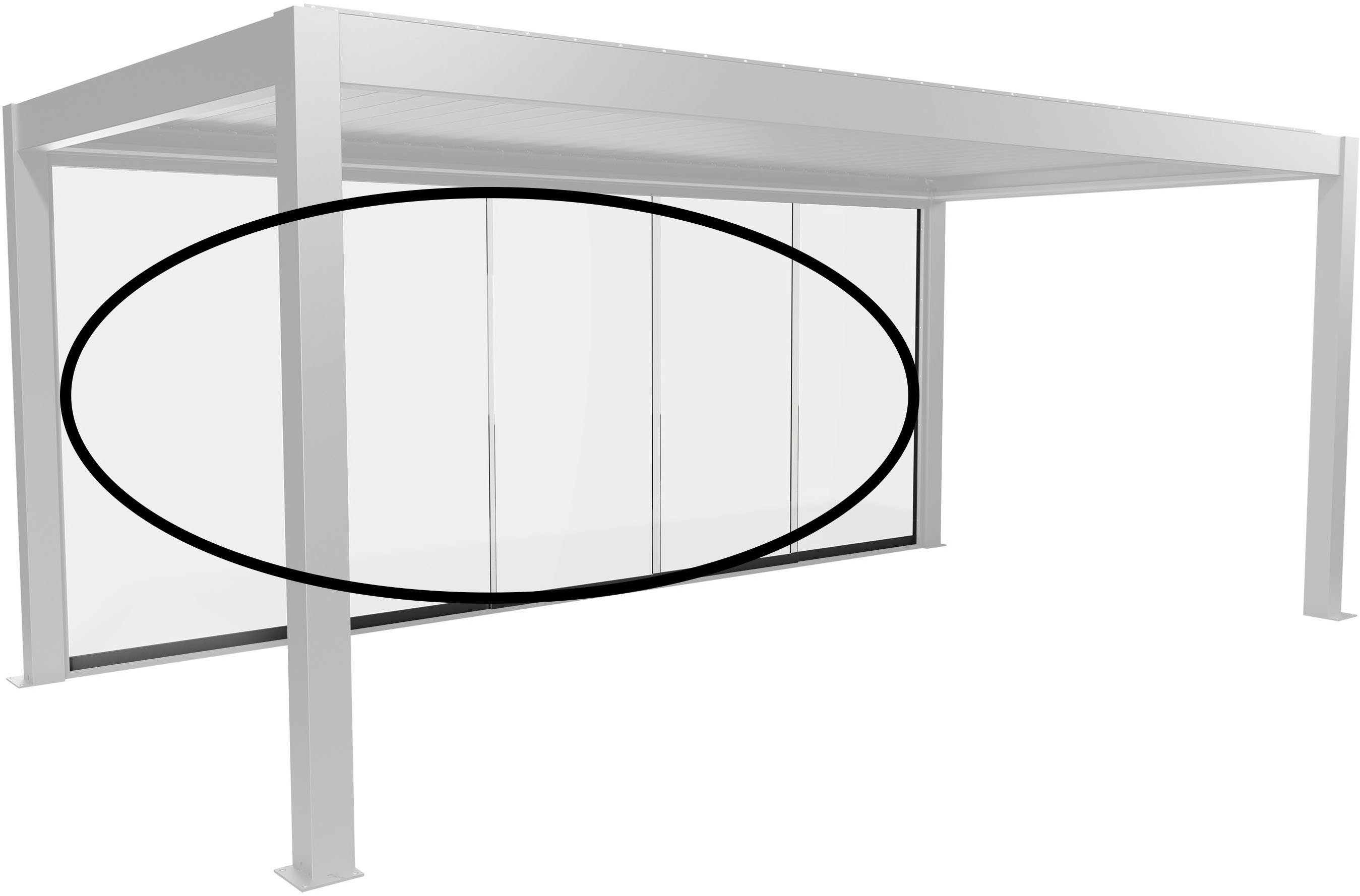 Glasschiebetür BIOHORT "Klarglas Gr. 6 m für Pergola, verschiedene Farben", quarzgrau, metallic, B:568cm H:234,9cm, Glas, Stahl, Türen, 568x 234,9 cm, Glaselemente aus 10 mm ESG
