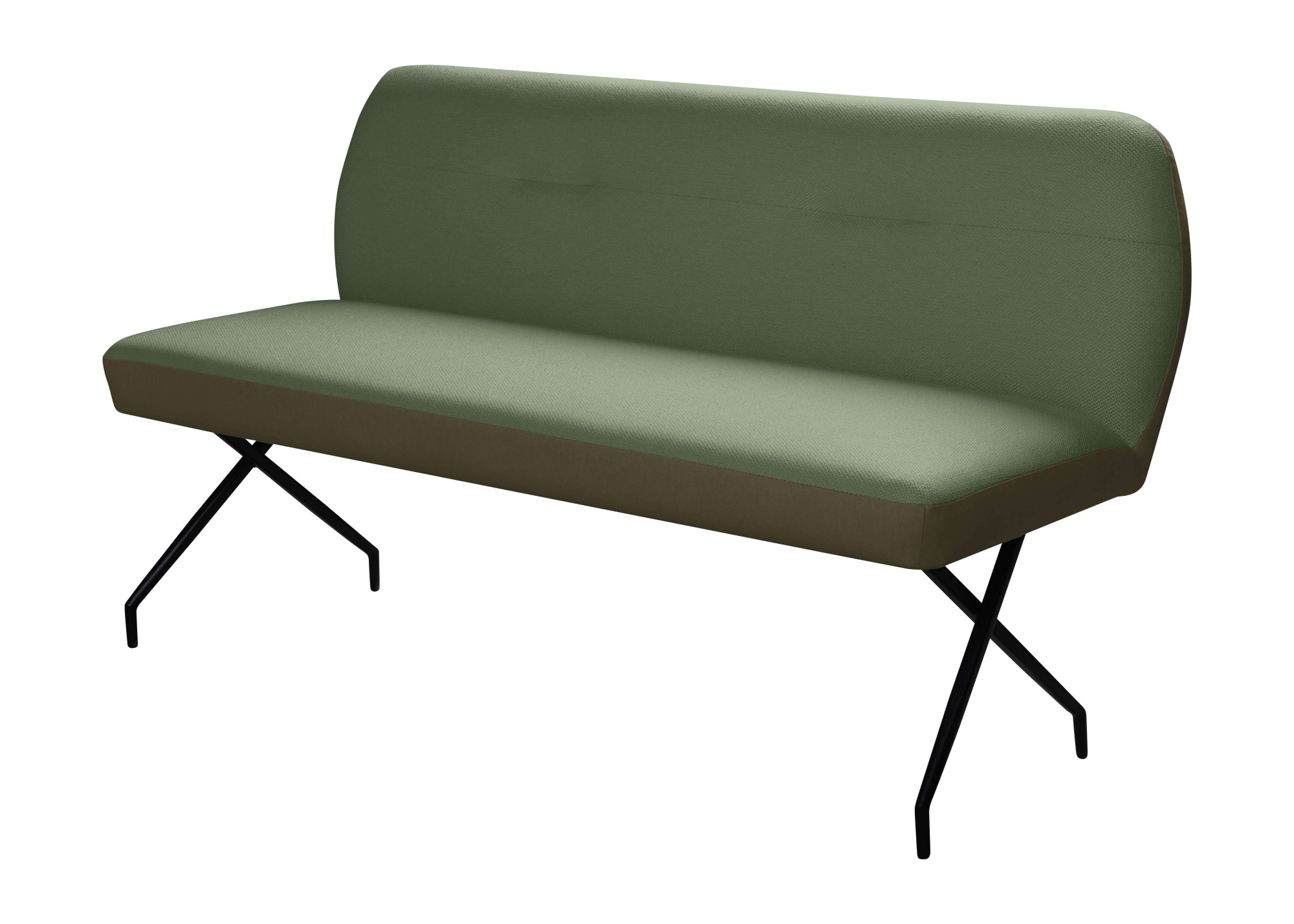 Sitzbank HOME AFFAIRE "Bruna Esszimmerbank, Bank, Küchenbank, Polsterbank", grün, B:161cm H:86cm T:65cm, Massivholz, Metall, Polyester, Spanplatte, Sitzbänke, Sitzbank, Mattschwarzes Metallgestell, 2-Stoff-Design, Wellenfederung im Sitz