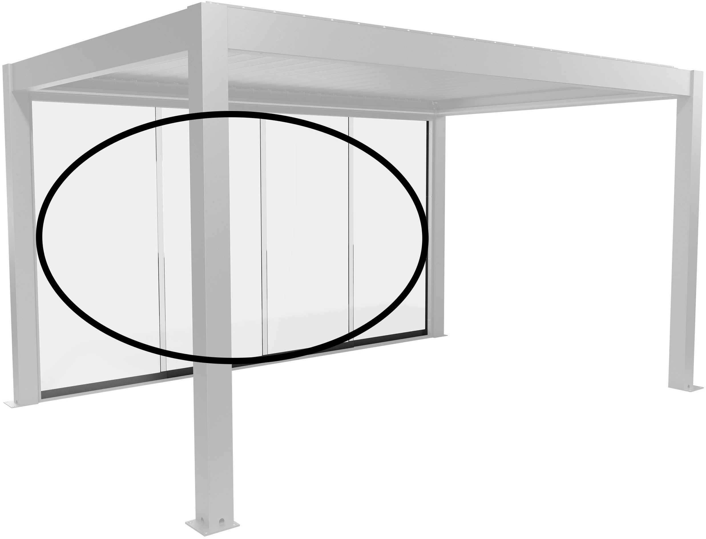 Glasschiebetür BIOHORT "Klarglas Gr. 4,5 m für Pergola, verschiedene Farben", quarzgrau, metallic, B:420cm H:234,9cm, Glas, Stahl, Türen, 420x 234,9 cm, Glaselemente aus 10 mm ESG