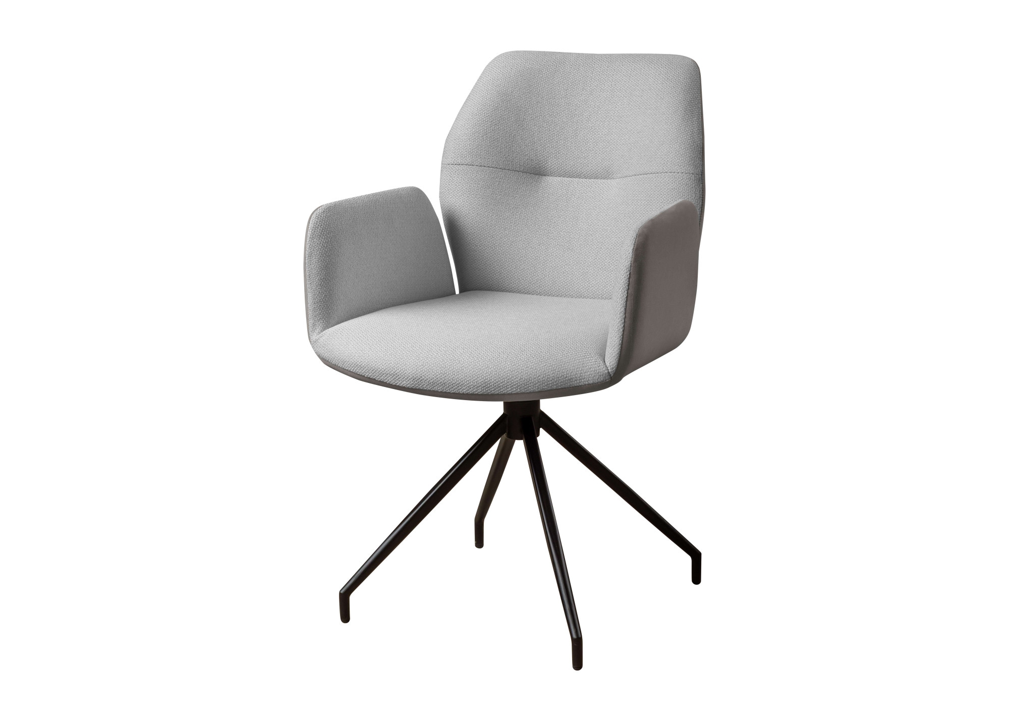 Armlehnstuhl HOME AFFAIRE "Bruna Drehstuhl, Polsterstuhl, Esszimmerstuhl, Küchenstuhl, 4-Fußstuhl", grau, schwarz, B:60cm H:89cm T:64cm, Metall, Polyester, Sperrholz, Stühle, Armlehnstuhl