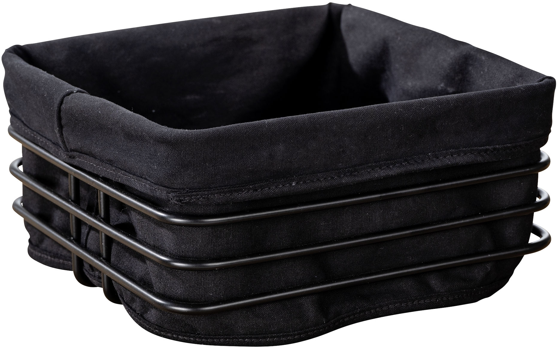 Brotkorb WENKO "Modell Premium Square", schwarz, B:21cm H:21cm, Lebensmittelaufbewahrungsbehälter, Brotkorb, robustem Korbgestell mit herausnehmbarer Einlage