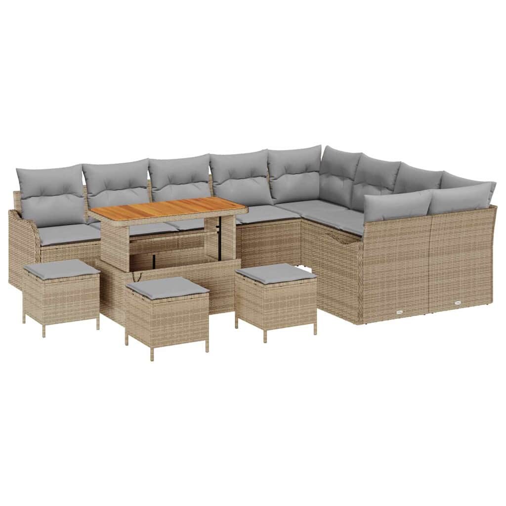vidaXL Garten-Sofa-Set 13 pcs Beige Poly-Rattan Image