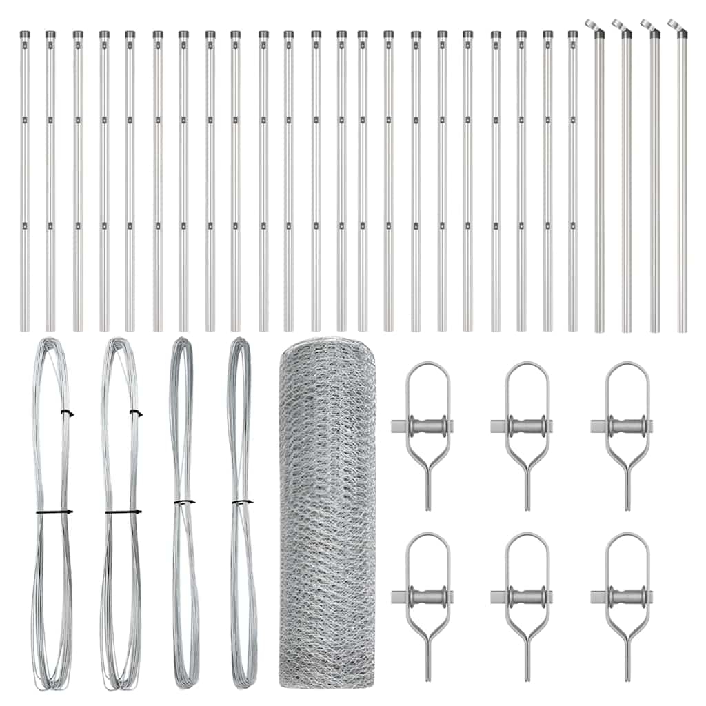 vidaXL Zaunpfosten Silber 50 x 0,4 m (13 mm Netz) Stahl Image