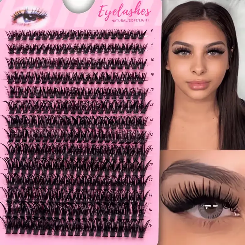 1 Box 280 Stück russische Manga 5D flauschige individuelle falsche Wimpern | 60D 40D Volumen Selbstverpflanzung, 8-16 mm gemischte Längencluster, 3D Image