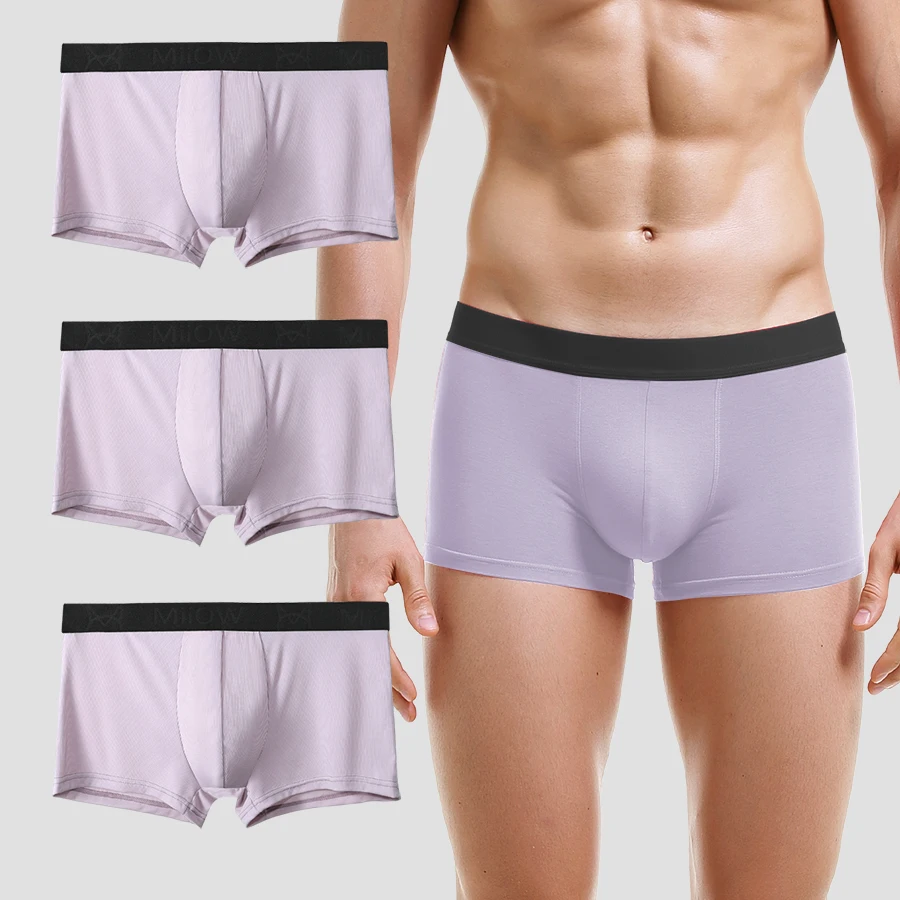 3PC Herrenunterwäsche mit Eisseide, bequem, atmungsaktiv, sportlich, trendig und personalisiert. Sommerlicher dünner, flacher, abgewinkelter Schlitz Image