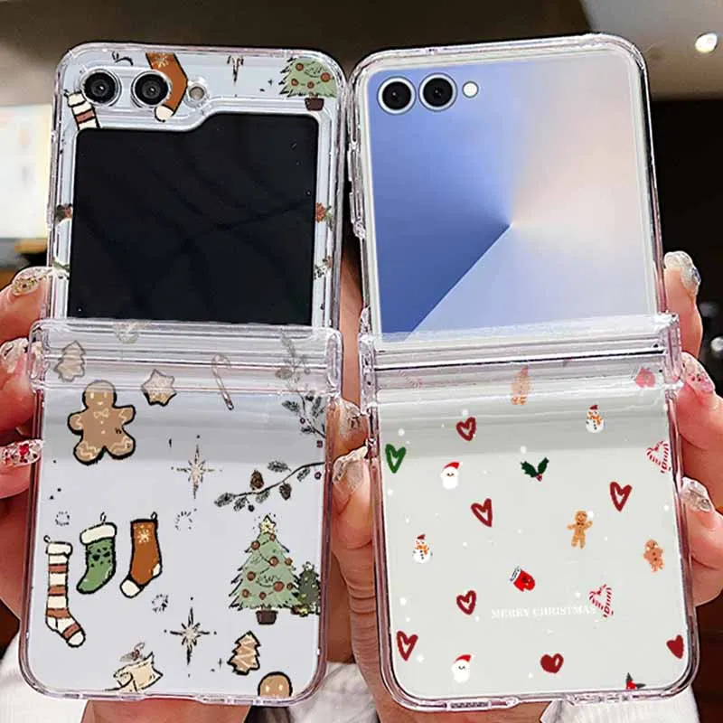 Weihnachtsbaum Elch Muster Klare Handyhülle für Samsung Galaxy Z Flip7 FE Flip7 Flip6 Flip5 Flip 7 6 5 4 3 5G Hard Folding Cover Image
