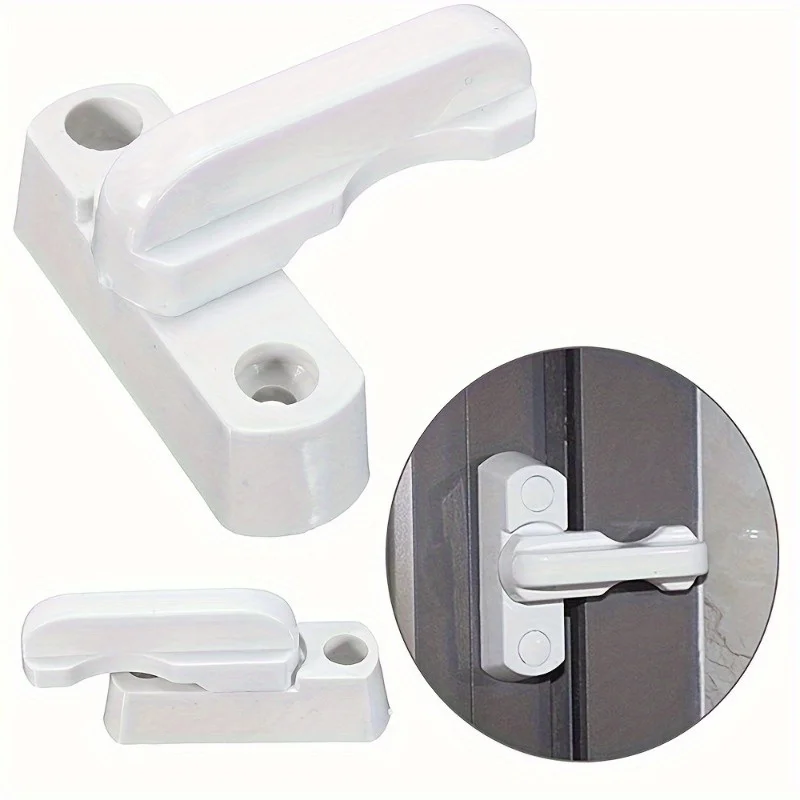 2 Stück T-Lock Kunststoff Stahl Fenster Türriegel Riegelschnalle, Anti-Diebstahl-sicherer Zuggriff für Zuhause, Haushaltsschlösser Image