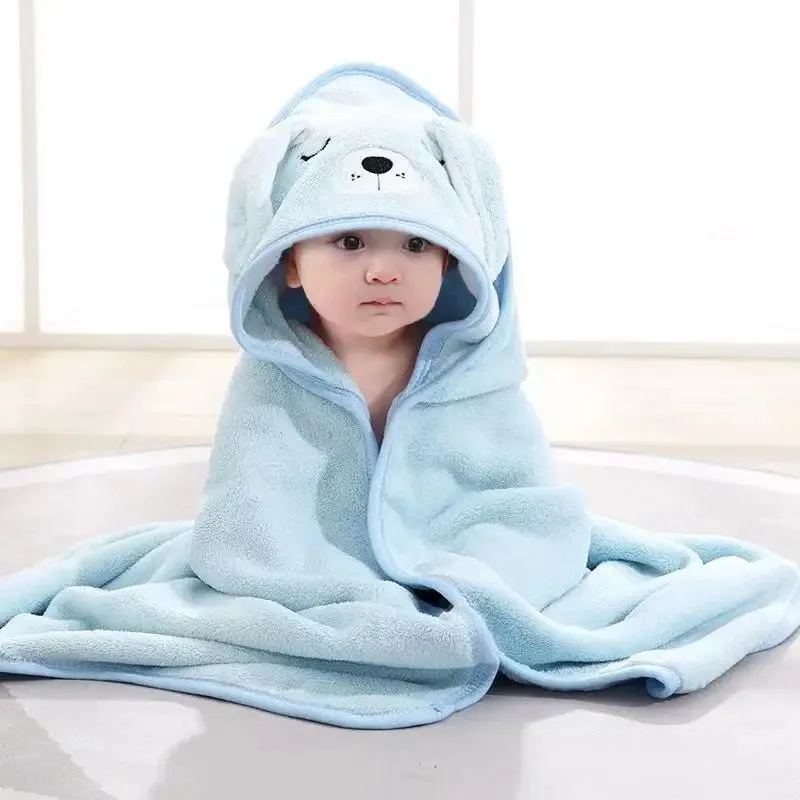 Kleinkind Bademantel Säuglings Bad Handtuch Junge Mädchen Decken Swaddle Mit Kapuze Cartoon Korallen Fleece Handtuch Decke Neugeborenen Kinder Bettwäsche Image