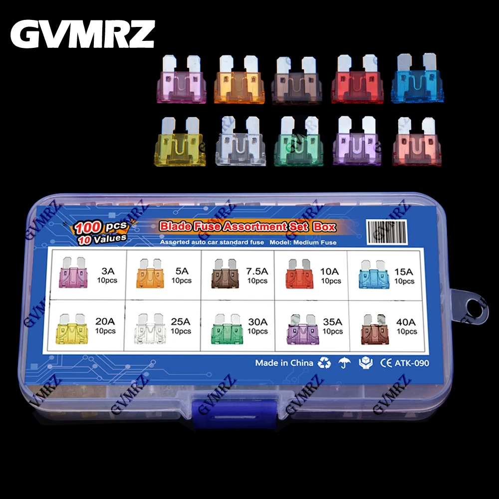 80PCS Mittlere Größe Klingen Typ Auto Sicherung kit Sortiment 3A 5A 7,5 A 10A 15A 20A 25A 30A 35A 40A Sicherung Set Auto Auto Lkw Image