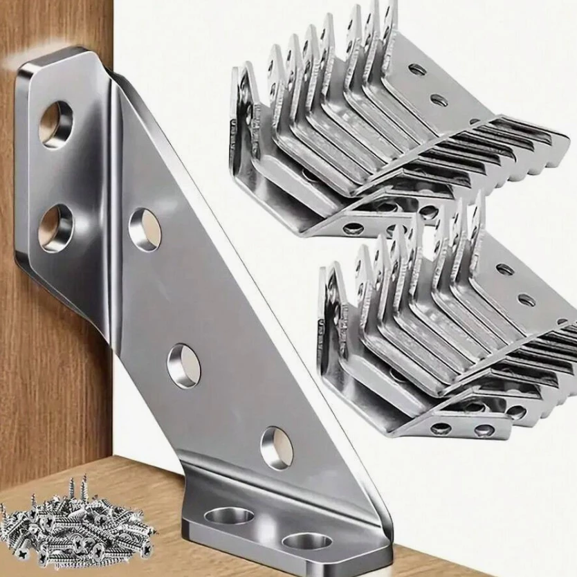 Robuste Eckhalterung aus Edelstahl für Möbel, Schrank, Regal, Rahmenverstärkung, L-förmige Verbinder mit Schraube Image