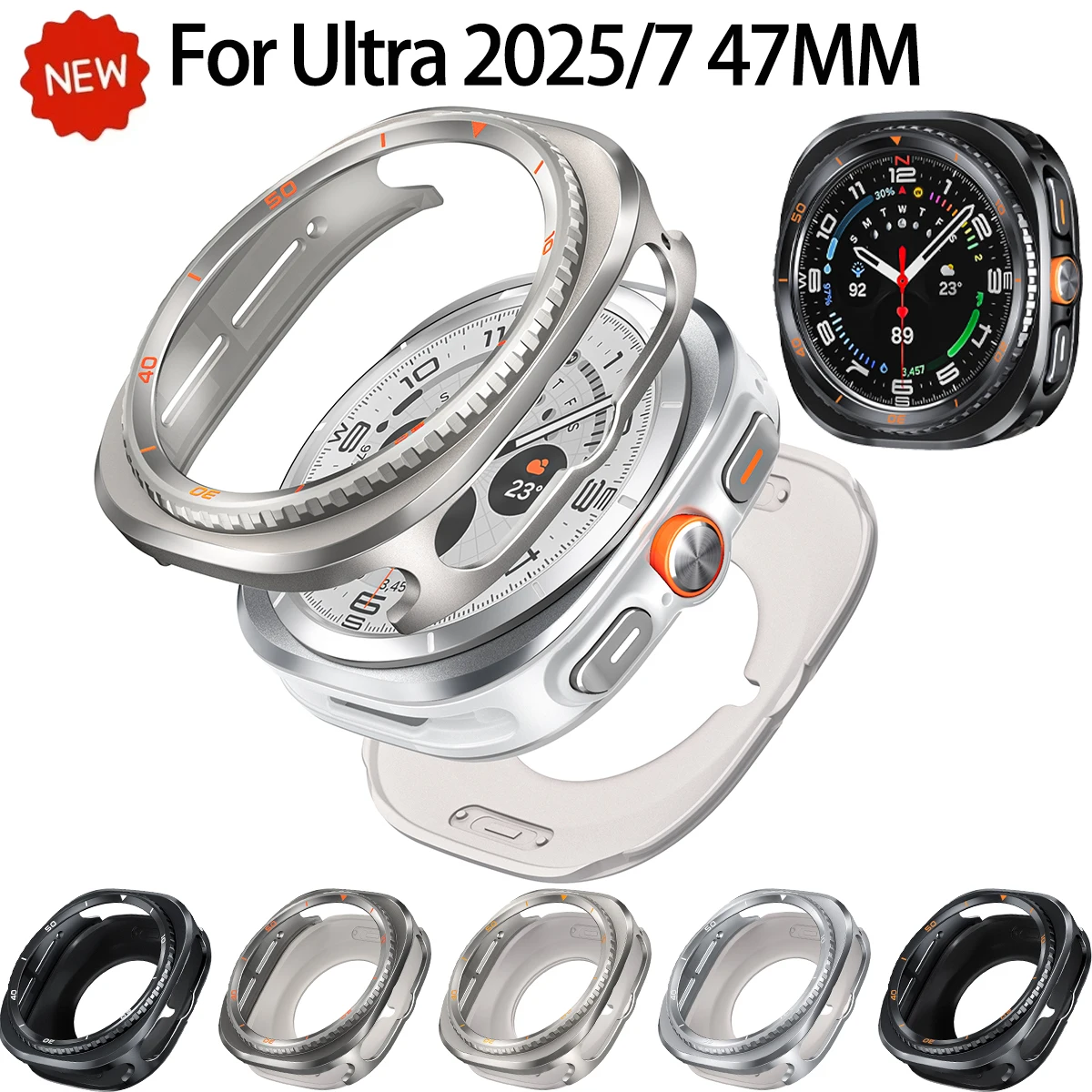 Change To Classic Case für Samsung Galaxy Watch Ultra 2025/7 47 mm Anti-Drop PC + Matel Cover für Galaxy 47 mm Smartwatch Bumper Image