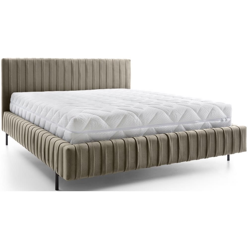 Lit double en tissu velours de qualité luxe, marron, 160x200