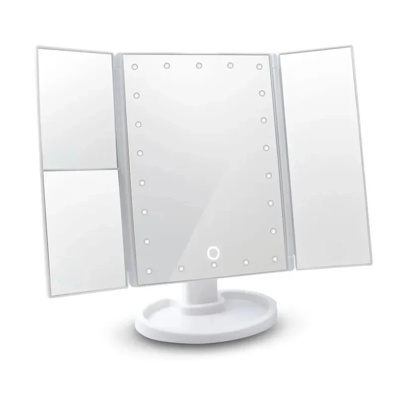 LED-Schminkspiegel mit Touch-Steuerung – verstellbare Beleuchtung, 1-fache/2-fache/3-fache Vergrößerung, dreifach gefaltetes Design, ideales Geschenk für Frauen