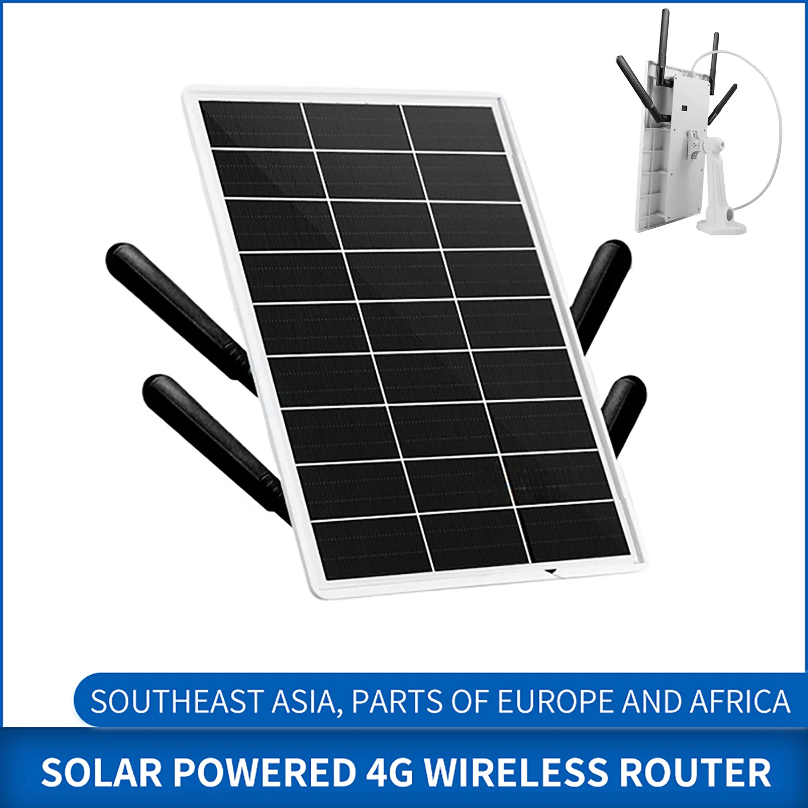 Solarpanel-betriebener 4G-WLAN-Router, 15 W, 25600 mAh, Modem-Router mit SIM-Kartensteckplatz für Überwachungskameras im Freien, Telefon-PC Image