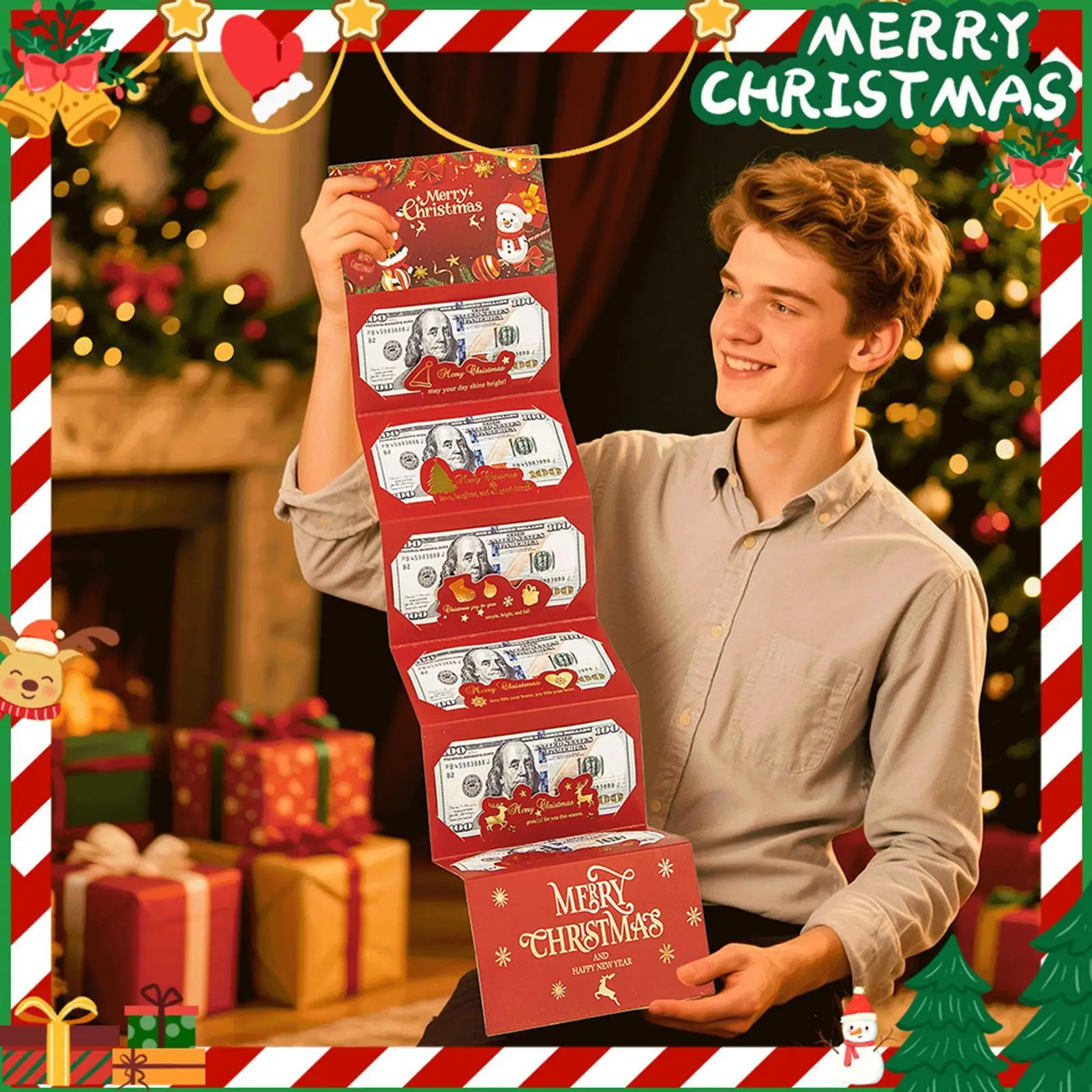 Weihnachts-Geldhalterkarte mit Umschlag, kreative Bargeld-Geschenkkarte für Eltern und Freunde, Neujahrs-Urlaubsgeschenk für Partygeschenke Image
