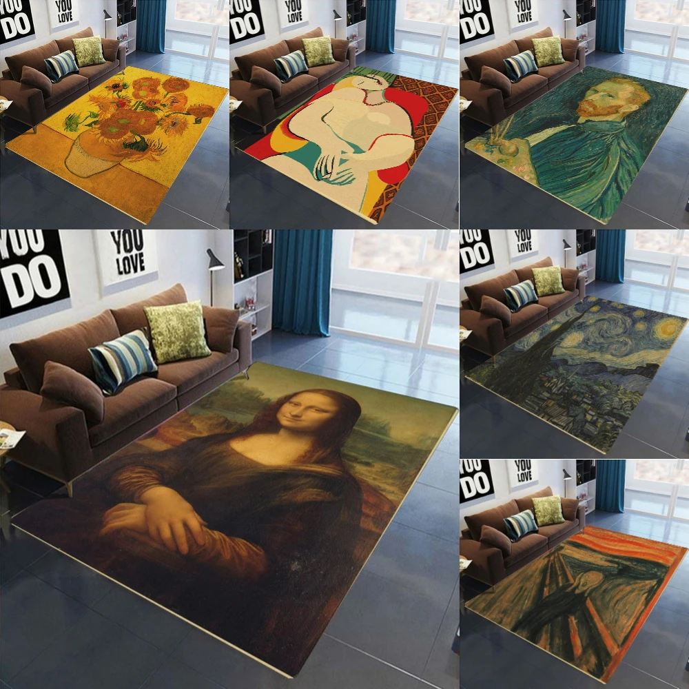 Lustige Mona Lisa, weltberühmte Gemälde, inspirierter Teppich, Wohnzimmer-Dekoration, Teppich, Schlafzimmer-Bodenmatte, lässt Ihr Zimmer aussehen, cooler Teppich Image