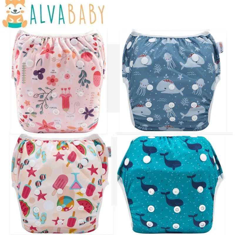 1 STÜCK ALVABABY Baby-Schwimmwindel, wiederverwendbare Schwimmwindel, modischer Design-Badeanzug für Babys unter 1 Jahr alt