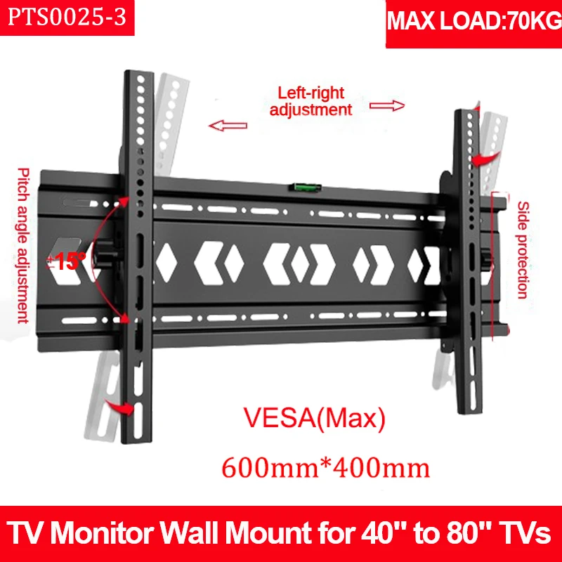 Universelle TV-Wandhalterung, verstellbar, ultradünn, mit Plasma neigbar, Monitor, LCD-Ultra-HD-TV-Wandhalterung, geeignet für 40''-80'' Fernseher