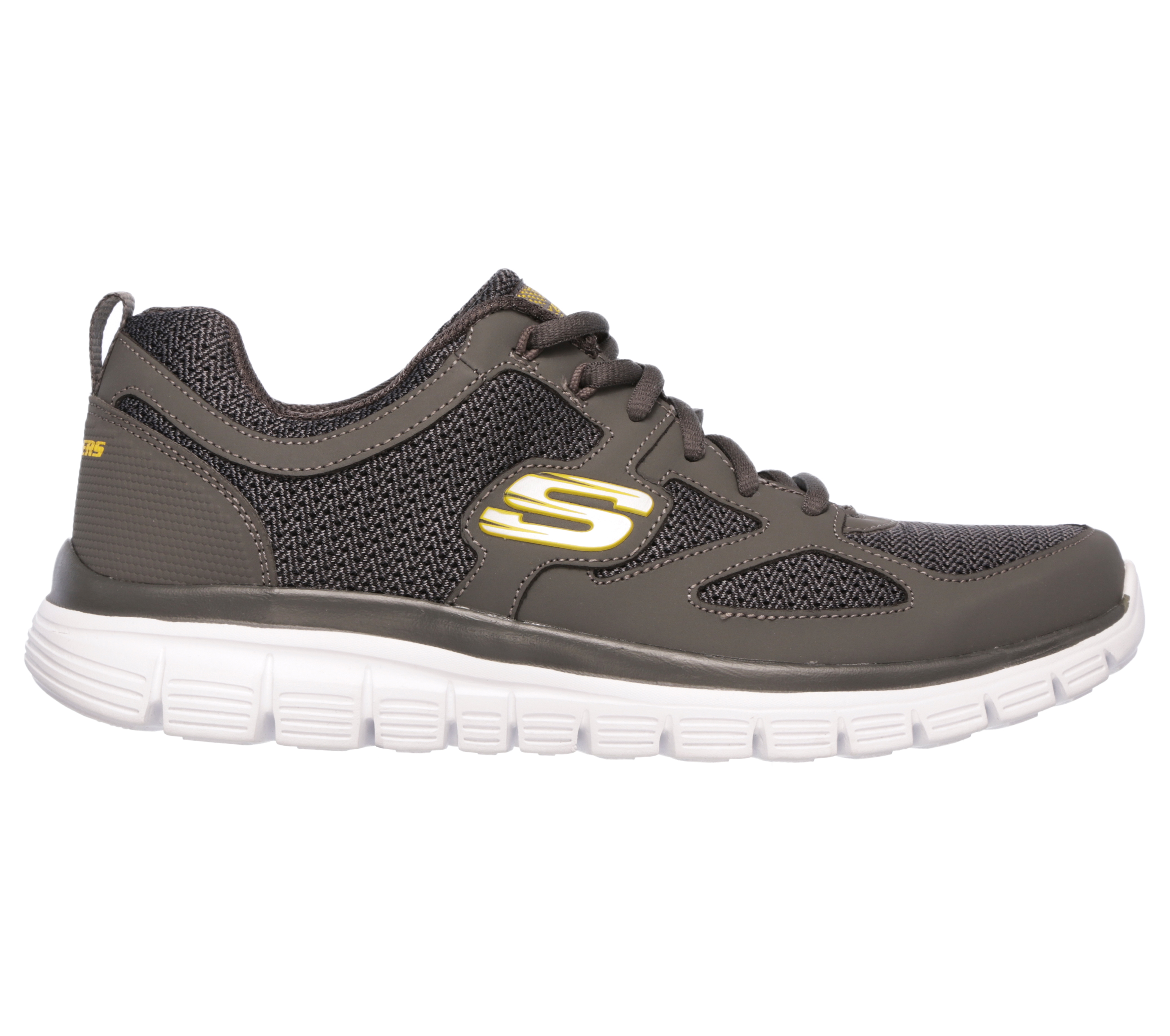 Sneaker SKECHERS "BURNS-AGOURA", Damen, Gr. 47,5, dunkelgrau, Leder, Textil, kontrastfarbene Details, Schuhe Sneaker, Schnürschuh, Sportschuh mit Memory Foam