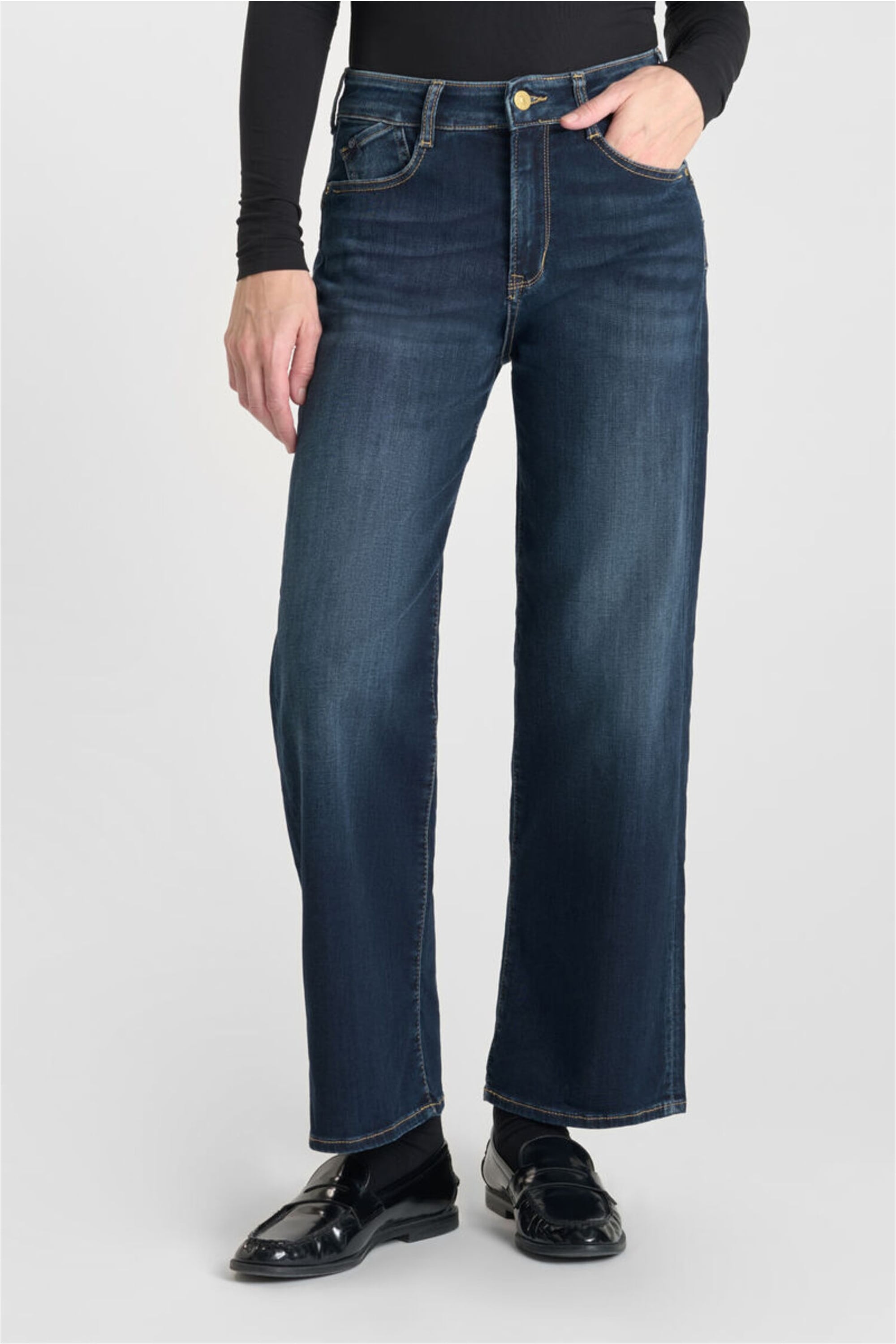 Bequeme Jeans LE TEMPS DES CERISES "WILMA", Damen, Gr. 26, EURO-Größen, blau, 92% Baumwolle, 8% Synthetik, unifarben, Jeans, mit geradem Bein