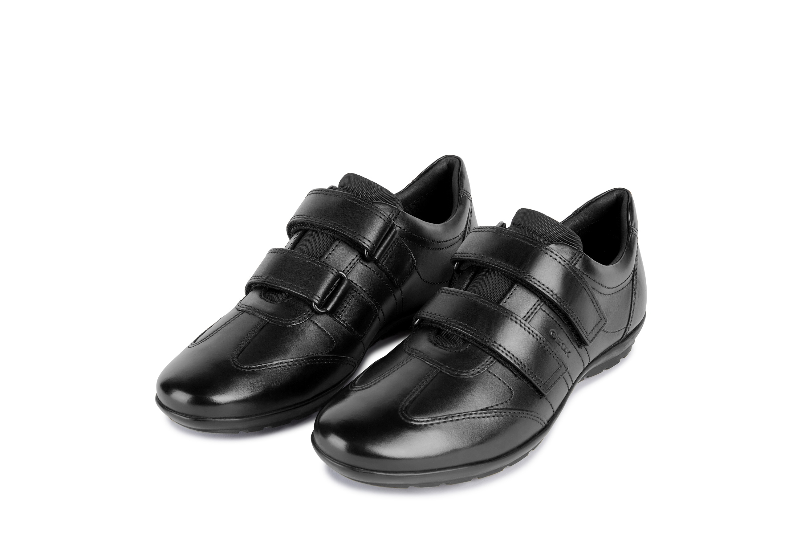Klettschuh GEOX, Herren, Gr. 41,5, schwarz, Leder, Textil, Schuhe Klettschuh, Business Schuh, Sneaker in eleganter Form