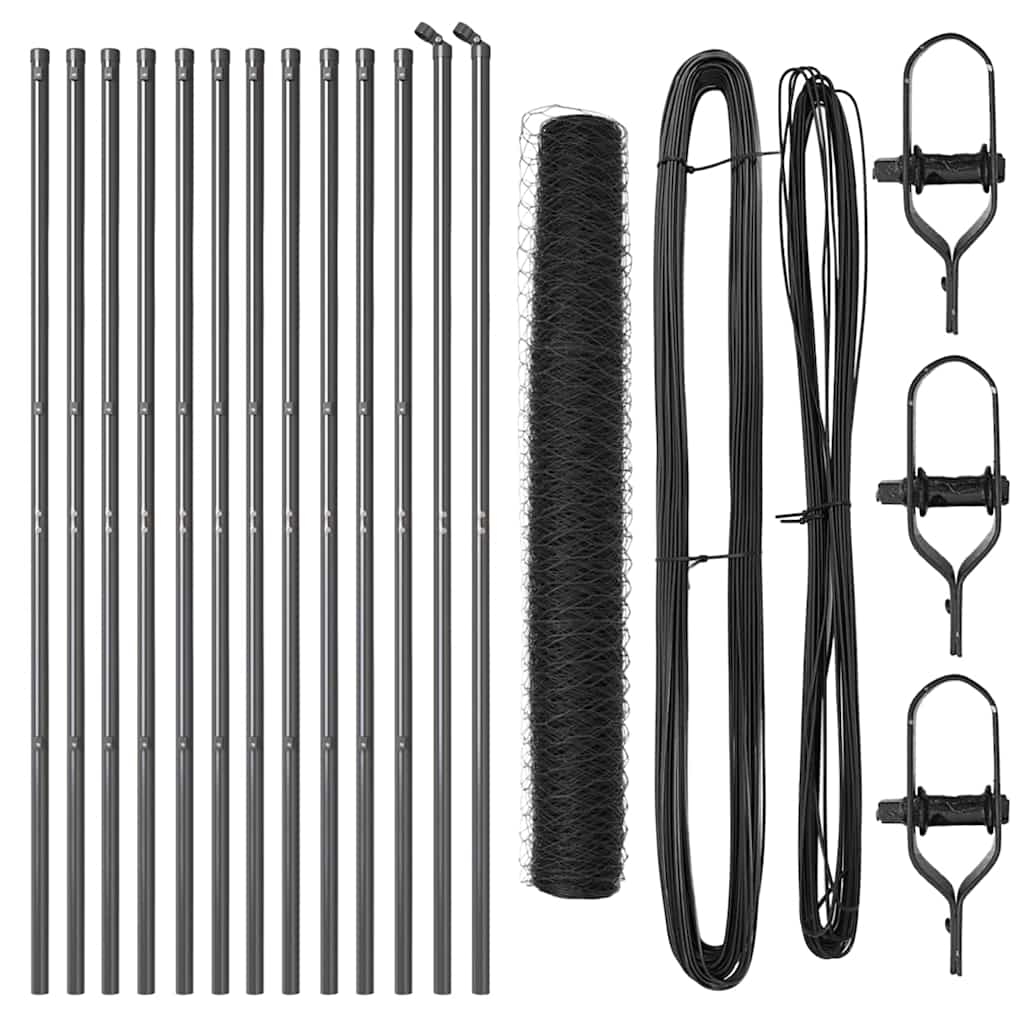 vidaXL Zaunpfosten Grau 25 x 1,2 m (36 mm Netz) Stahl Image