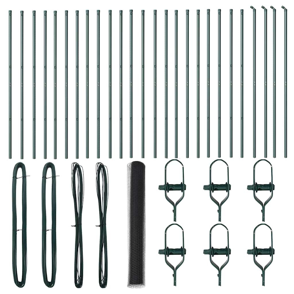 vidaXL Zaunpfosten Grau 50 x 1 m (36 mm Maschen) Stahl und PVC Image