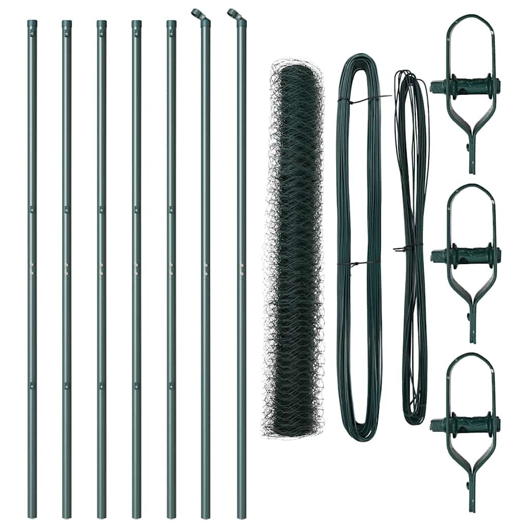 vidaXL Zaunpfosten Grün 10 x 1,4 m (36 mm Maschenweite) Stahl und PVC Image