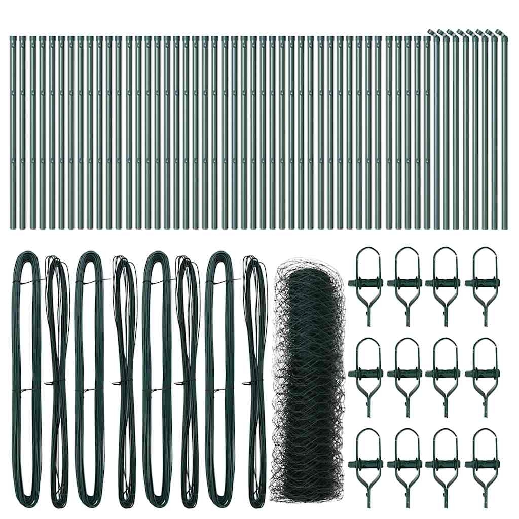 vidaXL Zaunpfosten Grün 100 x 0,5 m (36 mm Maschenweite) Stahl und PVC Image