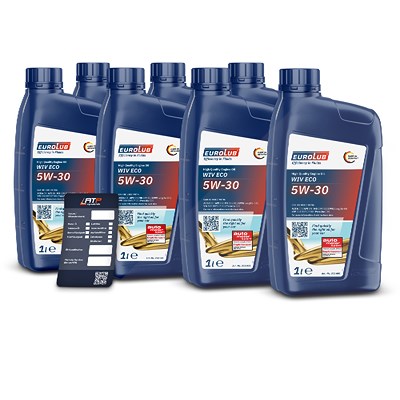 Eurolub 7x 1 L WIV ECO SAE 5W/30 + Ölwechsel-Anhänger [Hersteller-Nr. 211001] Image