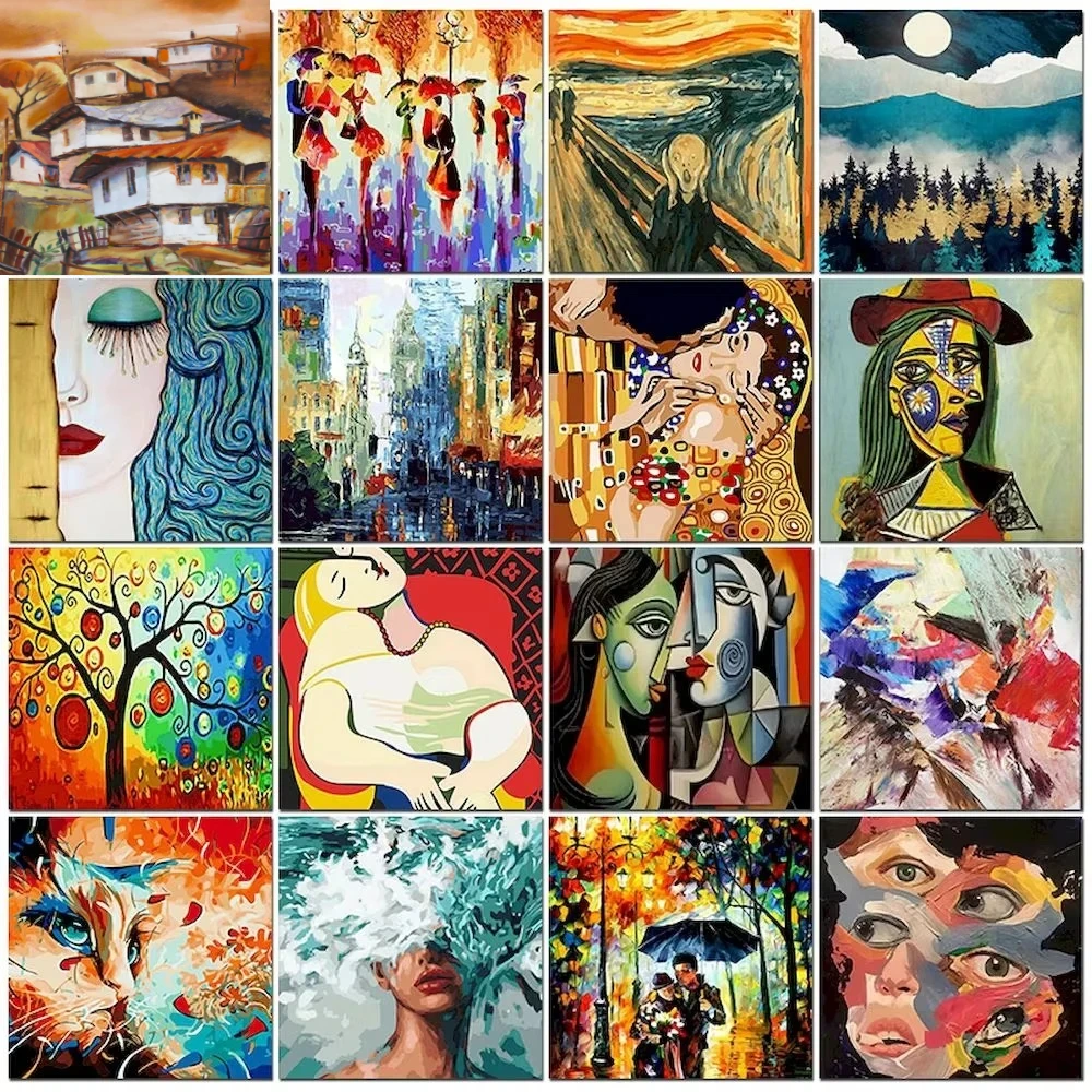 Ölgemälde nach Zahlen, abstrakte Picasso-Figur, Malerei, DIY, Malen nach Zahlen auf Leinwand, Heimdekoration, digitale Malerei Image