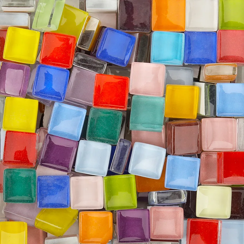 100g Glasmosaik fliesen bunte 1cm quadratische Mosaik Bastel materialien für Kinder/Kinder mehrfarbig optional DIY Mosaiks teine arte