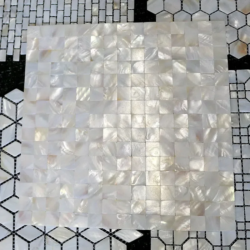 4 teile/los Shell Mosaik Fliesen Natürliche Weiße Perlmutt Wand Backsplash Badezimmer Fliesen blatt