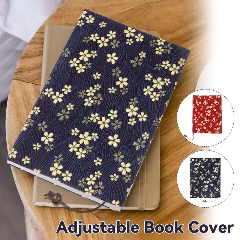 A5 Adjustable Book Cover Book Sleeve Protector Floral Print Cloth Fabric Handmade Hand Account Book Textbook Decor Book Cover