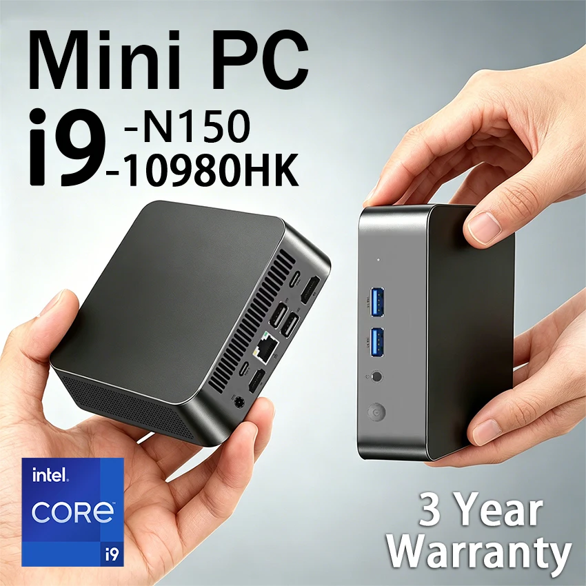 Mini PC Intel Core I9 10980HK N150 Windows 11 16GB 32GB RAM 1TB SSD WIFI6 BT5.2 Portable PC Office Desktop Computer Leisure